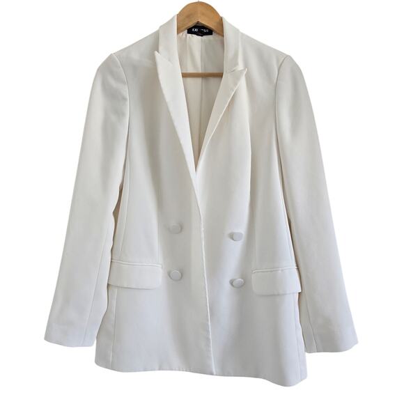 Express Jackets & Blazers - Express Womens Double Breasted White Blazer Size S Classic Elegant Minimalist